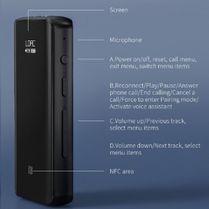 FiiO BTR5-2021 Bluetooth DAC mikrofonnal iOS/Android, NFC fejhallgató erősítő fekete