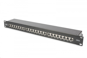 Digitus DN-91624S-EA-B patch panel 24 port 1U 19" CAT6a árnyékolt fekete