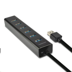 Axagon HUE-SA7BP 7 portos USB 3.0 hub gyorstöltéssel fekete