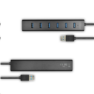 Axagon HUE-SA7BP 7 portos USB 3.0 hub gyorstöltéssel fekete