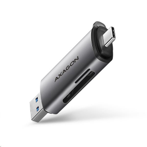 Axagon USB-C + USB-A 2 foglalatú külső kártyaolvasó szürke (CRE-SAC)