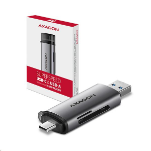 Axagon USB-C + USB-A 2 foglalatú külső kártyaolvasó szürke (CRE-SAC)