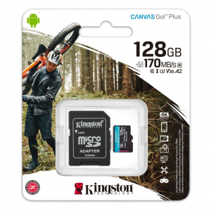 128GB microSDXC Kingston Canvas Go! Plus UHS-I U3 V30 A2 + adapter  (SDCG3/128GB)