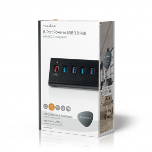 Nedis 8 portos USB hub USB 3.0 (UHUBUP3810BK)