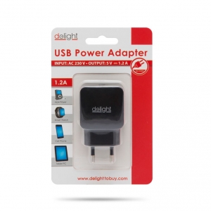 Delight 55045-1BK hálózati adapter 1x USB fekete