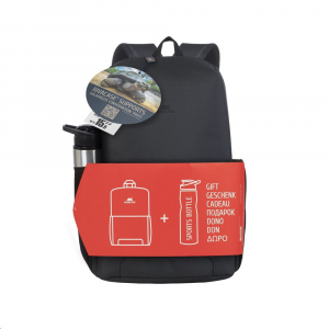 RivaCase 8068 Regent Notebook hátizsák 15.6" fekete + acél kulacs (4260403574003)