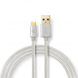 Nedis CCTB61600AL20 USB-C - USB-A töltő- és szinkronkábel 2m ezüst