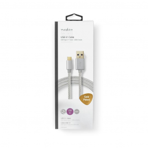 Nedis CCTB61600AL20 USB-C - USB-A töltő- és szinkronkábel 2m ezüst