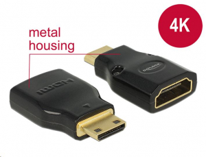 Delock HDMI Ethernettel - HDMI Mini-C apa > HDMI-A anya 4K adapter fekete (65665)