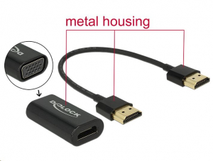 Delock HDMI-A-csatlakozódugóval > VGA-csatlakozóhüvellyel, fém burkolat, 15 cm-es kábel (65667)