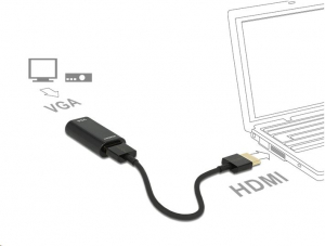 Delock HDMI-A-csatlakozódugóval > VGA-csatlakozóhüvellyel, fém burkolat, 15 cm-es kábel (65667)