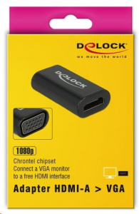 Delock HDMI-A-csatlakozódugóval > VGA-csatlakozóhüvellyel, fém burkolat, 15 cm-es kábel (65667)