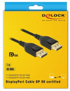 Delock DisplayPort kábel 8K 60 Hz 1 m DP 8K tanúsítvánnyal (85658)