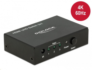 Delock HDMI UHD-kapcsoló, 3 x HDMI-bemenet > 1 x HDMI-kimenet, 4K (18683)