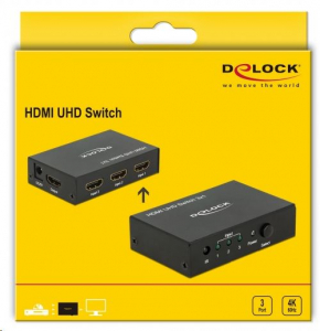 Delock HDMI UHD-kapcsoló, 3 x HDMI-bemenet > 1 x HDMI-kimenet, 4K (18683)