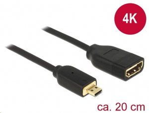 Delock HDMI Ethernettel - HDMI micro-D apa véggel / HDMI-A anya 3D 4K 20 cm kábel (65687)