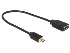 Delock HDMI Ethernettel - HDMI micro-D apa véggel / HDMI-A anya 3D 4K 20 cm kábel (65687)