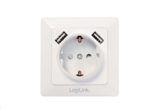 LogiLink 2 USB porttal ellátott CEE 7/3 fali csatlakozó aljzat (PA0162)