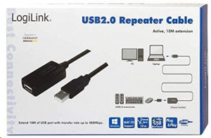 LogiLink UA0143 USB 2.0 hosszabbító kábel fekete 10m