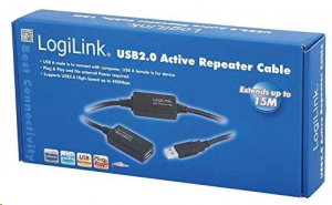 LogiLink UA0145 USB 2.0 hosszabbító kábel fekete 15m