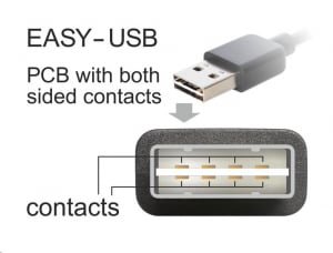 Delock EASY-USB 2.0-s A típusú csatlakozó, ívelt felfelé / lefelé > USB 2.0-s Micro-B-típusú kábel (83536)