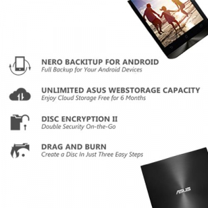 ASUS ZenDrive U7M fekete ultravékony, hordozható 8X DVD-író (SDRW-08U7M-U/BLK/G/AS / 90DD01X0-M29000)