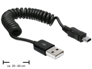 Delock 83164 USB 2.0-A anya > USB mini apa spirál kábel