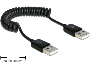 Delock 83239 USB 2.0-A apa / apa tekercselt kábel