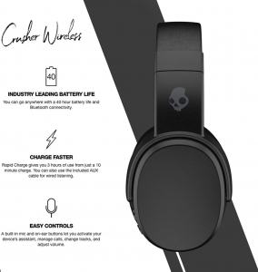 Skullcandy Crusher Wireless Immersive Bass Bluetooth mikrofonos fejhallgató fekete (S6CRW-K591)