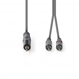 Nedis COTH22200GY50 sztereó audiokábel 3,5 mm-es Dugasz – 2 db RCA-dugasz 5,0m szürke