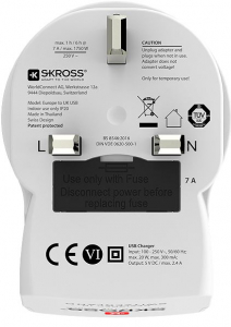 SKROSS hálózati csatlakozó átalakító-UK, beépített USB töltővel (1.500280)