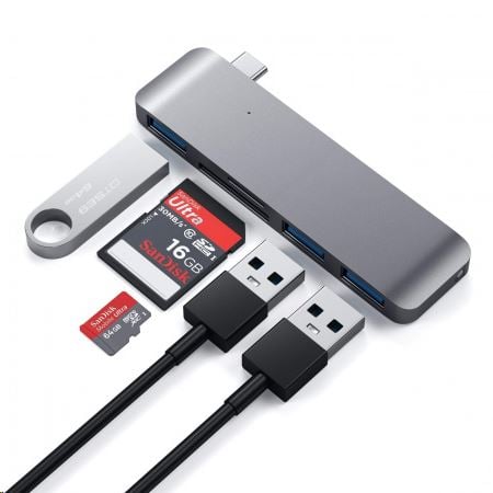 Satechi Aluminium TYPE-C USB COMBO Hub (3x USB 3.0,MicroSD) asztroszürke (ST-TCUHM)