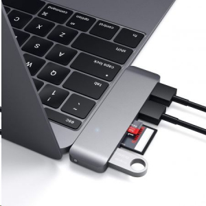 Satechi Aluminium TYPE-C USB COMBO Hub (3x USB 3.0,MicroSD) asztroszürke (ST-TCUHM)
