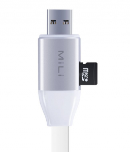 Mili iData Cable Micro SD kártyaolvasó és Lightning adatkábel 20cm fehér-ezüst (MILI-HI-D72)