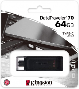 Pen Drive 64GB Kingston DataTraveler 70 USB-C (DT70/64GB)