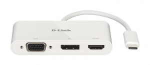 D-Link DUB-V310 USB-C -> HDMI, VGA, DisplayPort adapter fehér