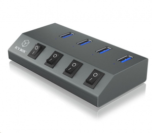 RaidSonic ICY BOX 4 portos USB Hub és töltő szürke (IB-HUB1405)