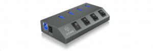 RaidSonic ICY BOX 4 portos USB Hub és töltő szürke (IB-HUB1405)