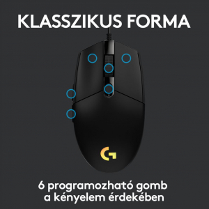 Logitech G203 LIGHTSYNC gaming egér fekete (910-005796)