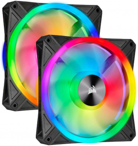 Corsair iCUE QL140 RGB 140mm PWM ház hűtő ventilátor 2db fekete (CO-9050100-WW)