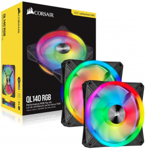 Corsair iCUE QL140 RGB 140mm PWM ház hűtő ventilátor 2db fekete (CO-9050100-WW)