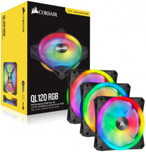 Corsair iCUE QL120 RGB 120mm PWM ház hűtő ventilátor 3db fekete (CO-9050098-WW)