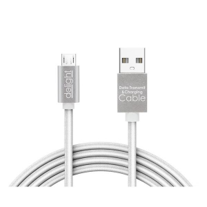 Delight microUSB adatkábel LED fénnyel 1m, ezüst (55442M-WH)