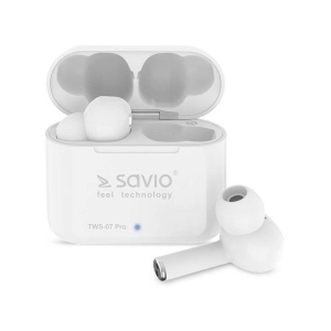 Savio TWS-07 Pro vezeték nélküli Bluetooth fülhallgató fehér