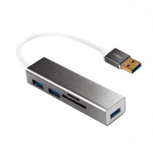 LogiLink UA0306 3 Portos USB HUB + kártyaolvasó szürke