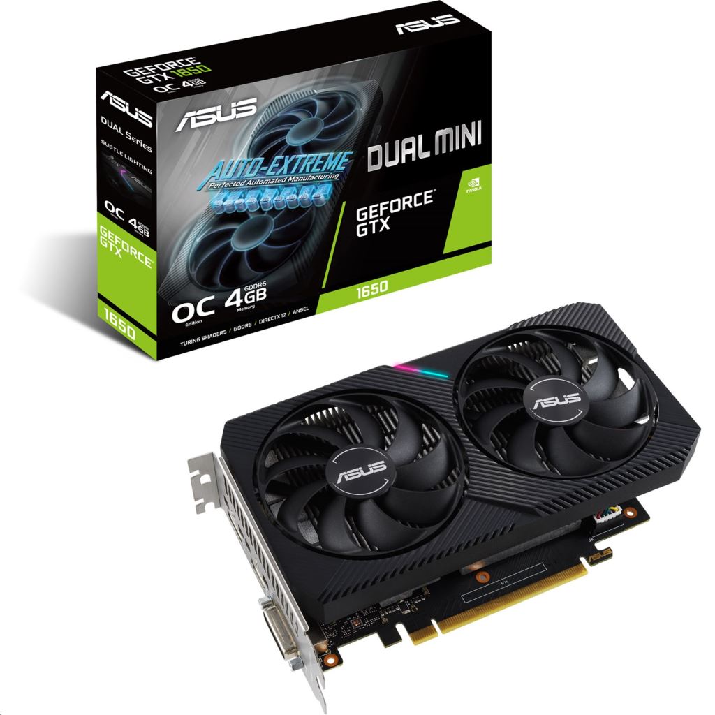 ASUS GeForce GTX 1650 4GB DUAL MINI OC videokártya (DUAL-GTX1650-O4GD6-MINI)