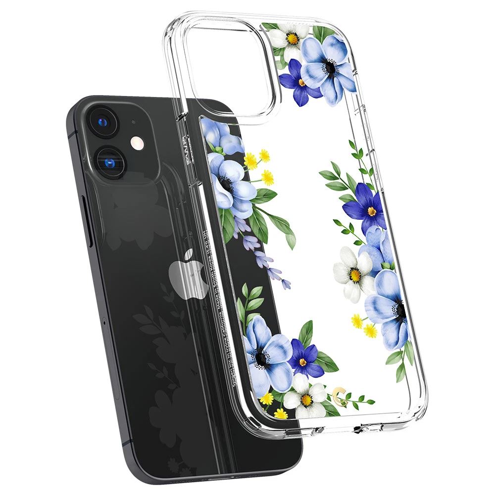 Spigen CYRILL Cecile Apple iPhone 12 mini tok Midnight Bloom - átlátszó virágos (ACS01832)