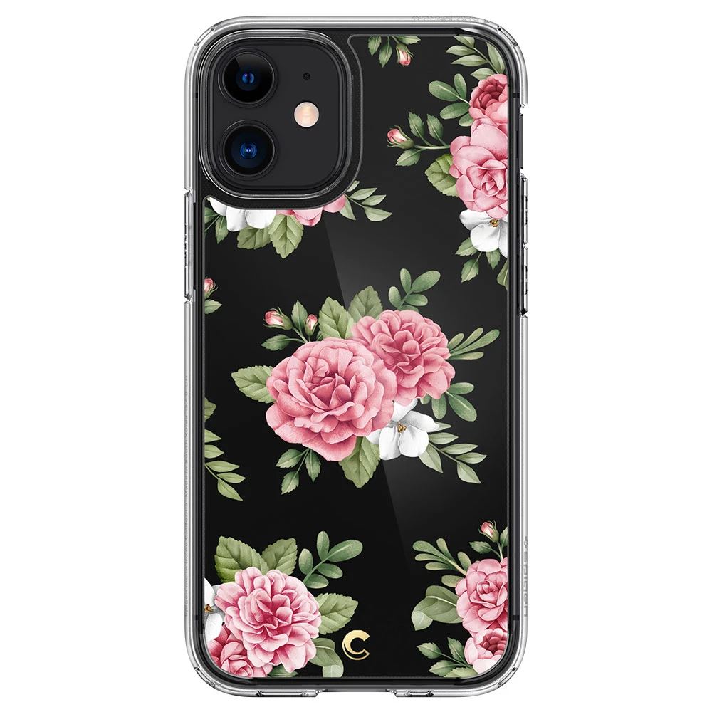Spigen CYRILL Cecile Apple iPhone 12 mini tok Pink Floral - átlátszó virágos (ACS01831)