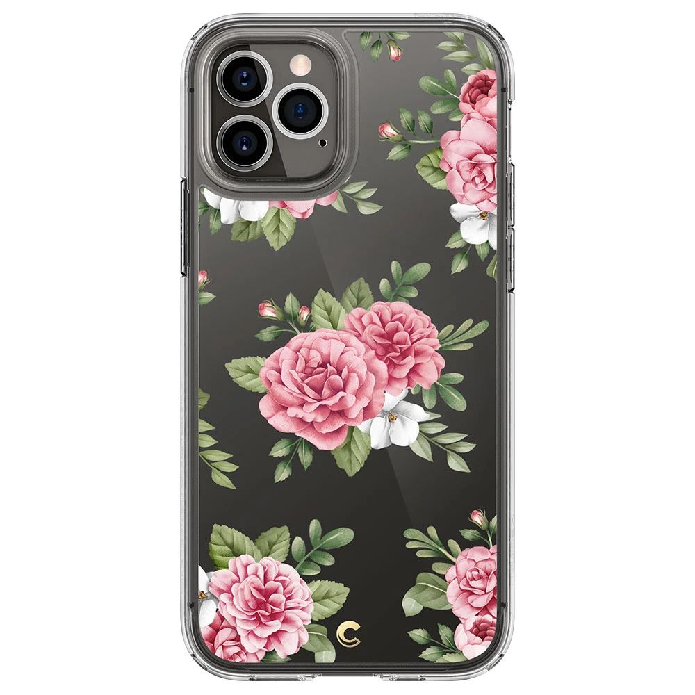 Spigen CYRILL Cecile Apple iPhone 12/12 Pro tok Pink Floral - átlátszó virágos (ACS01828)
