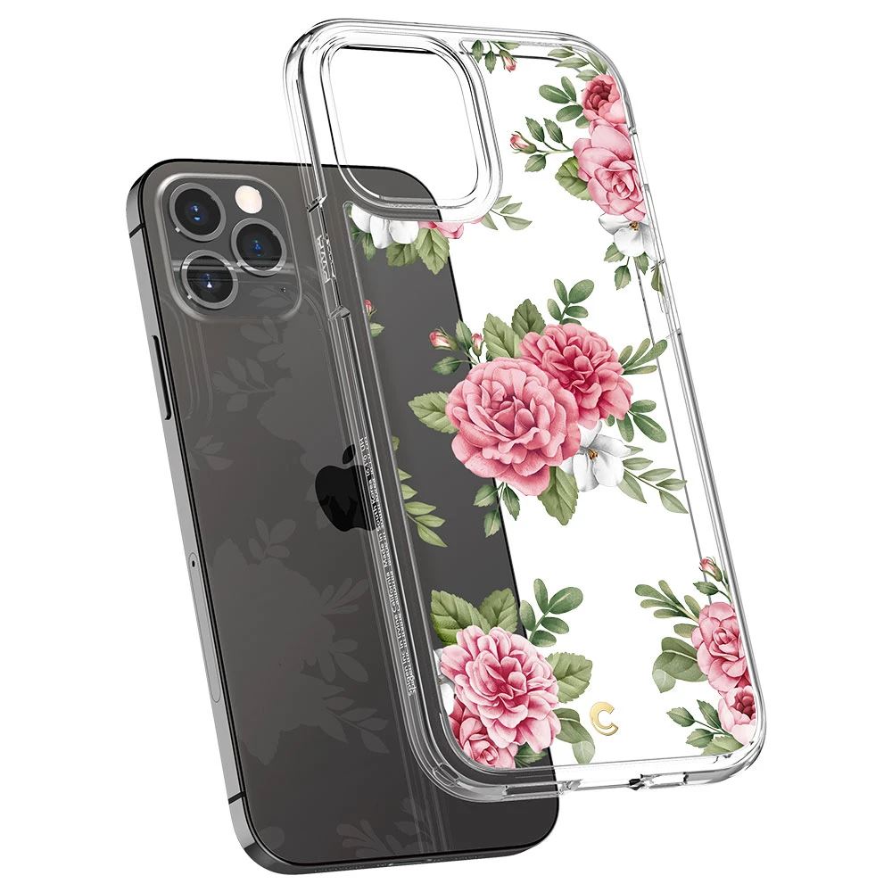 Spigen CYRILL Cecile Apple iPhone 12/12 Pro tok Pink Floral - átlátszó virágos (ACS01828)